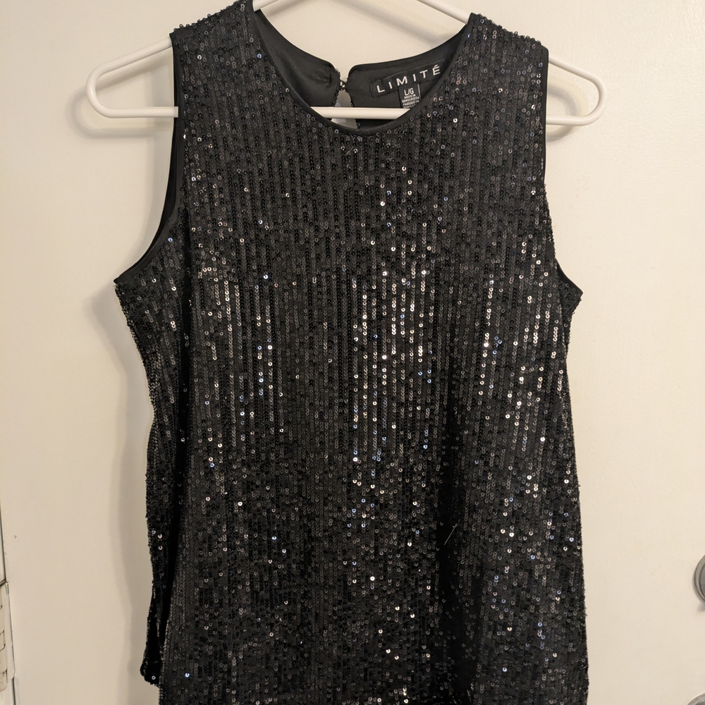 Black Sequin Tank Top